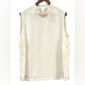 Josephine Chaus Woman Sleeveless Mock Neck Shirt - Cream Size 18